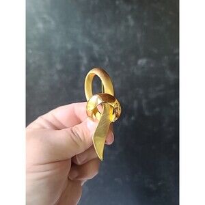 Abstract Gold Tone Metal Ribbon Brooch Vintage Costume Jewelry